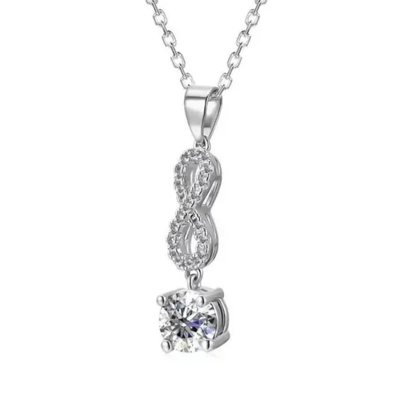 Certified 1ct. t.w. Diamond Moissanite Infinity Necklace NEW - Picture 4 of 8